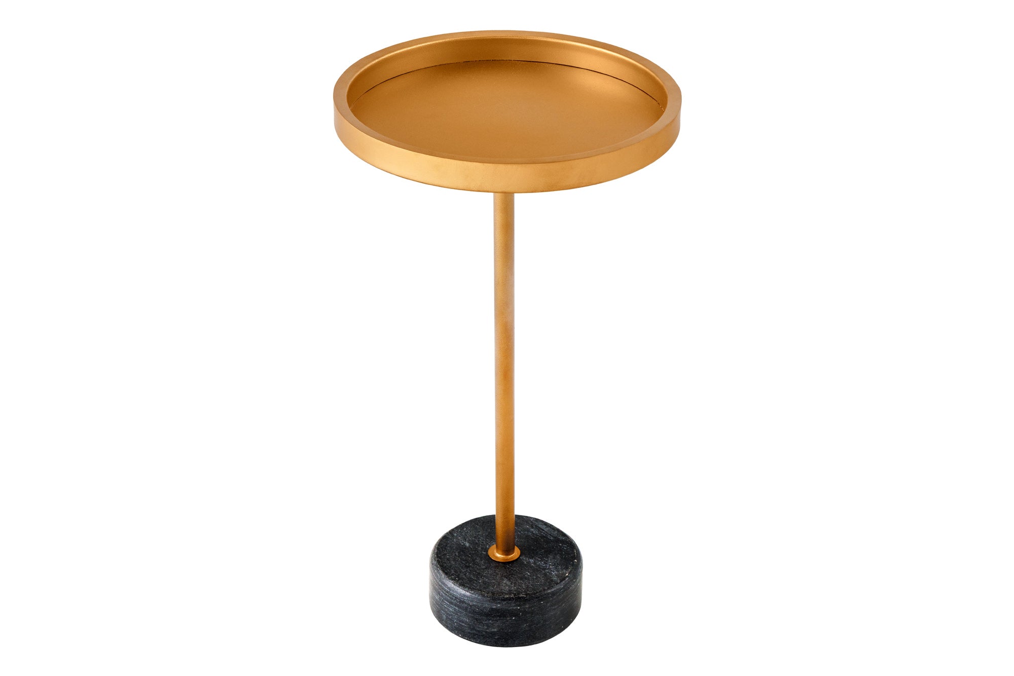 Living - Masă laterală TRAYFUL 60cm,bază din marmură gri,cadru și blat auriu