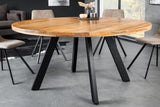 Dining table IRON CRAFT Ø 140cm round mango natural w/ black metal legs