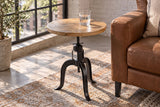 Beistelltisch ENGINEER 50cm höhenverstellbar Mangoholz natur mit schwarzem Gestell - Industrial Design