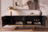 TV-Board GATSBY 160cm Retro Stil Mangoholz schwarz gold