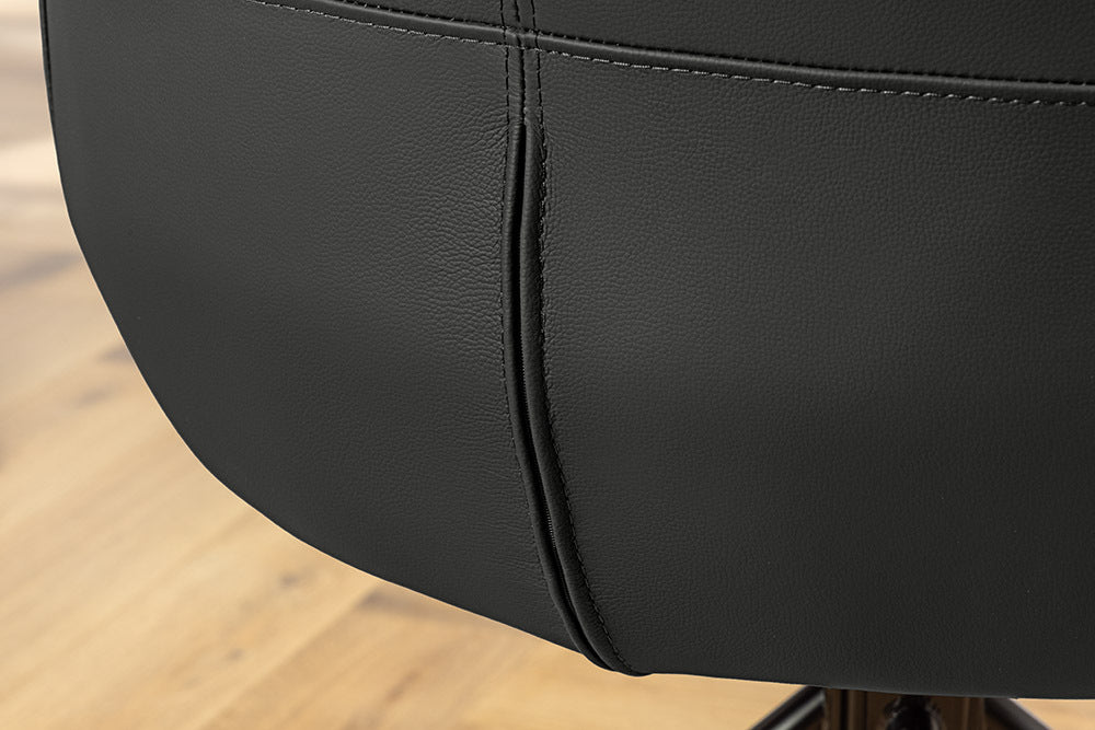 Swivel chair SIGNATURE 360° w/ armrests spring core leather black rotatable