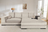 Corner sofa BABYLON 270cm XXL w/ ottoman cord beige