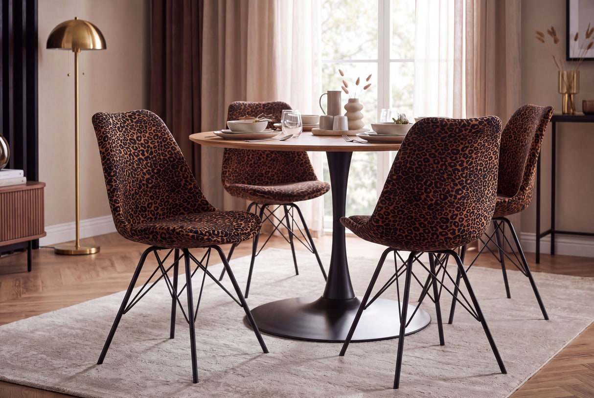 Chair SCANDINAVIA MEISTERSTÜCK leopard pattern brown black