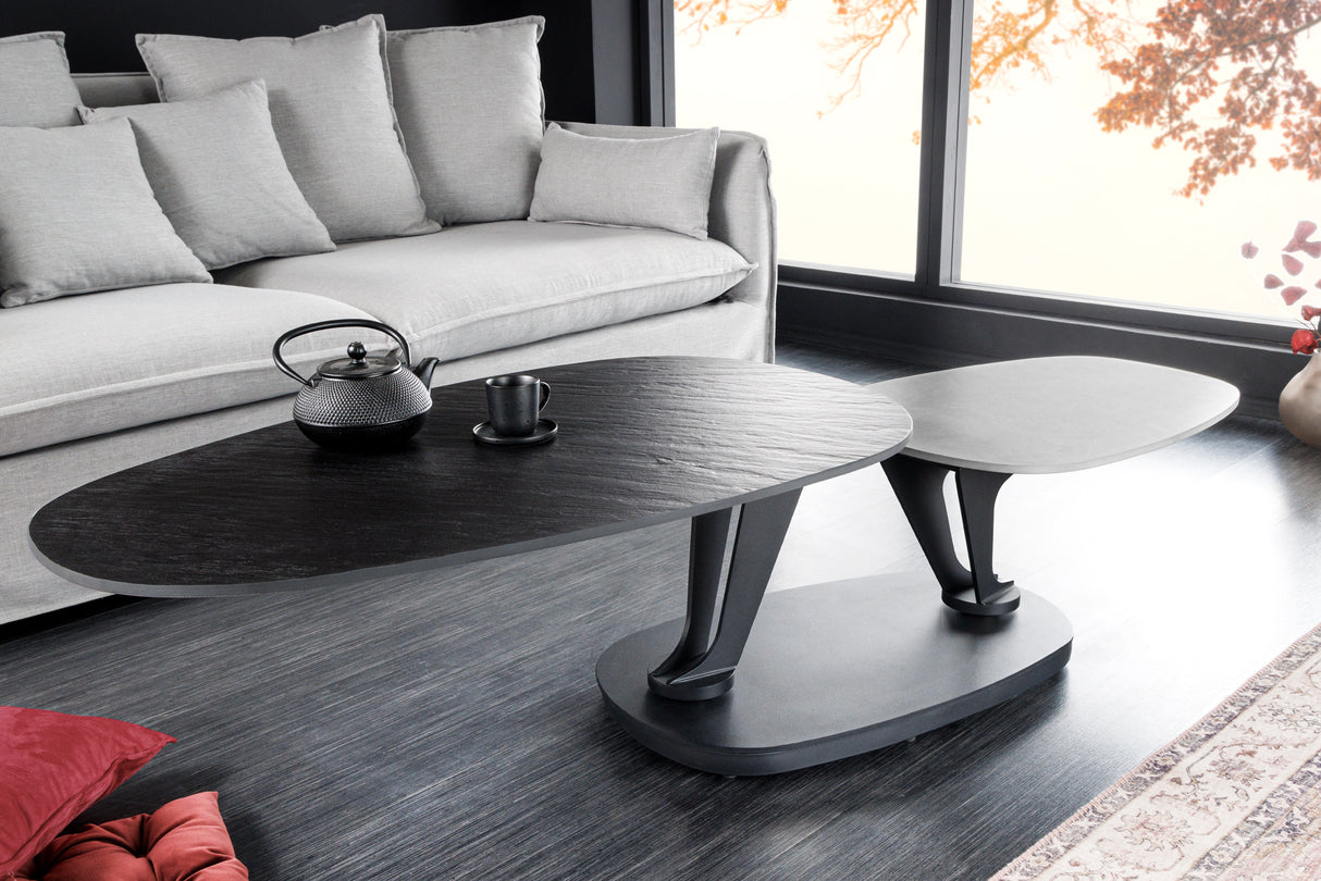 Coffee table MOVEMENT 95-160cm ceramic black and grey