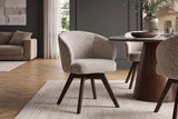 Swivel chair WALKÜRE 180° auto-return w/ armrests spring core textured fabric beige brown