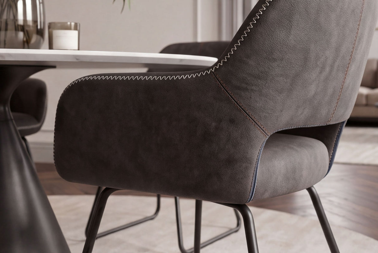 Chair MUSTANG with armrests microfibre antique grey