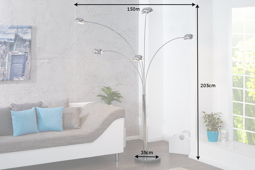 Floor lamp FIVE LIGHTS 200cm chrome