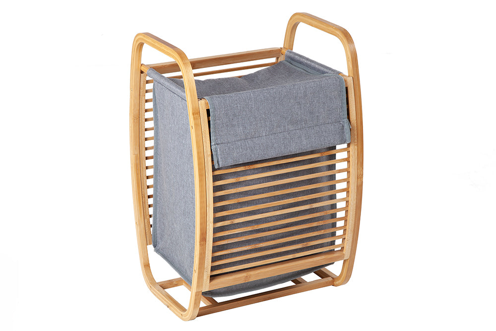 Wäschekorb LAGOON SPA 60cm Bambus natur, herausnehmbarer Beutel grau