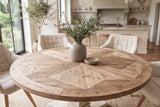 Esstisch HAMPTONS 120cm rund recyceltes Kiefernholz hellbraun cremefarben