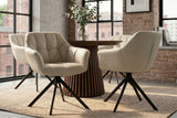 Drehsessel PAPILLON drehbar 180° m. Armlehnen Leder beige