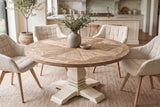 Dining table HAMPTONS 140cm round recycled pine wood light brown creamy