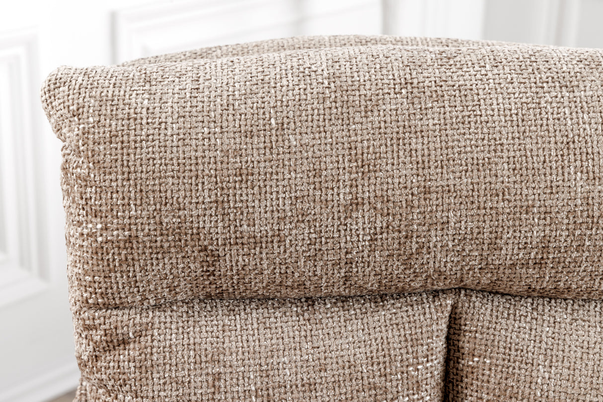 Swivel chair BIG GEORGE 360° with armrests textured fabric champagne greige