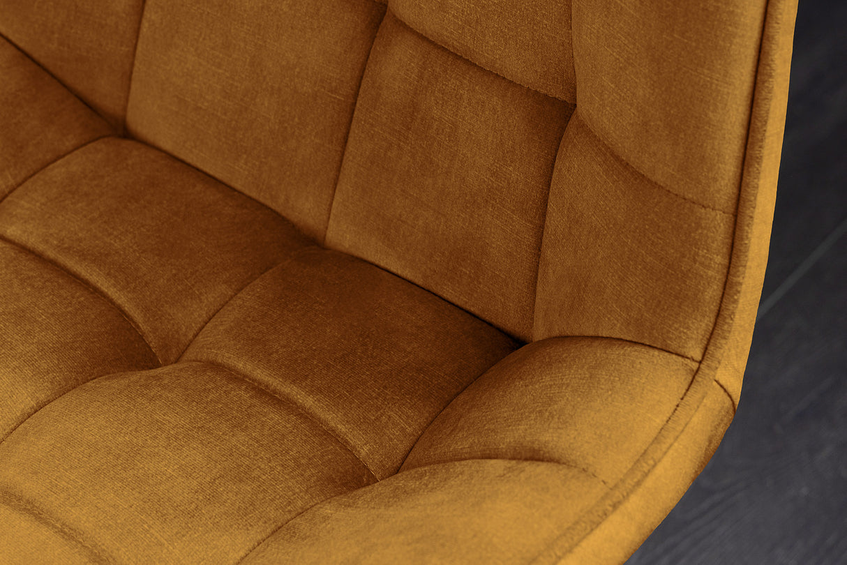 Stuhl ROADSTAR Samt senfgelb mit schwarzen Metallbeinen