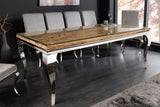 Dining table MODERN BAROCK BARRACUDA 200cm chrome incl. glas top w/o teak top