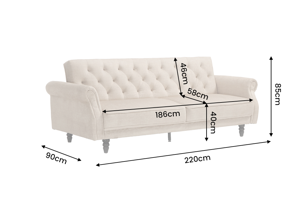 Schlafsofa MAISON BELLE AFFAIRE 220cm Samt Vogue Champagner Beige