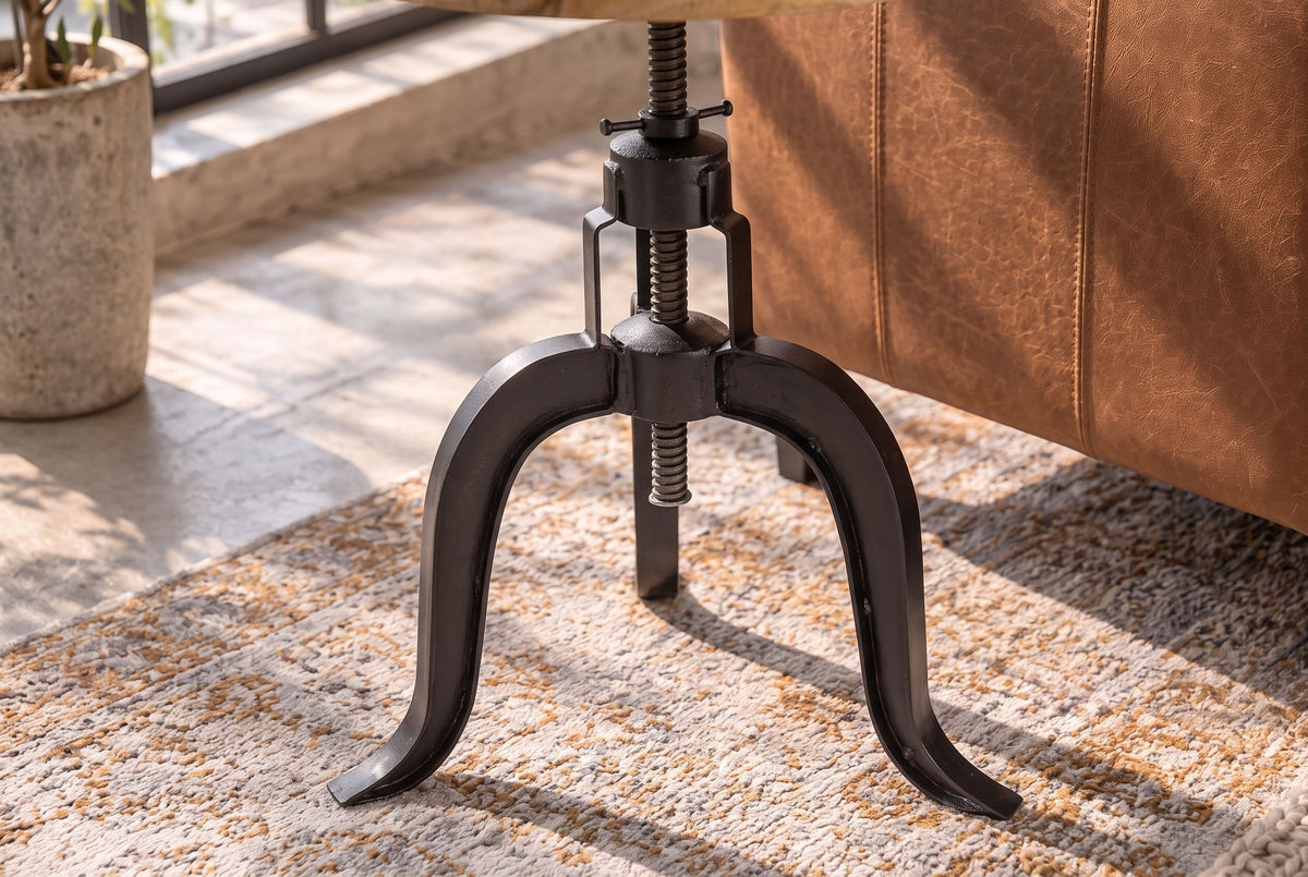 Beistelltisch ENGINEER 50cm höhenverstellbar Mangoholz natur mit schwarzem Gestell - Industrial Design