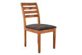 Chair MAKASSAR 90cm textured fabric grey brown and sheesham wood brown stone finish