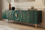 TV-Board GOLDEN SUNSET 180cm 3D Mangoholz türkis