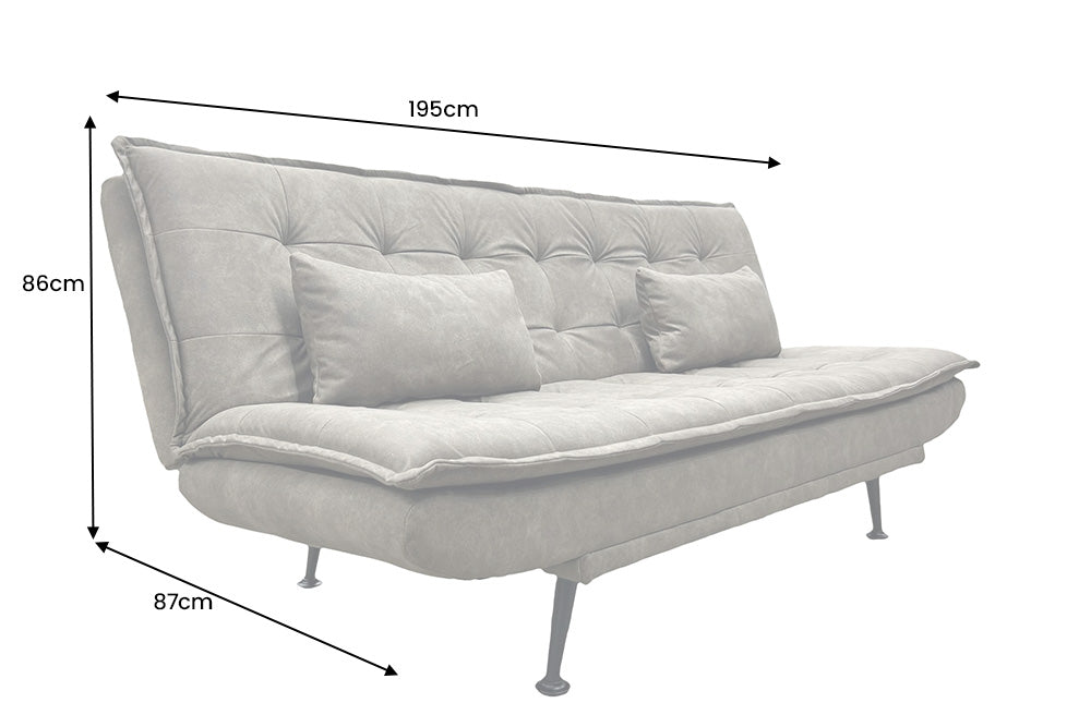 Sofa bed JAZZ 195cm 3-seater microfibre taupe