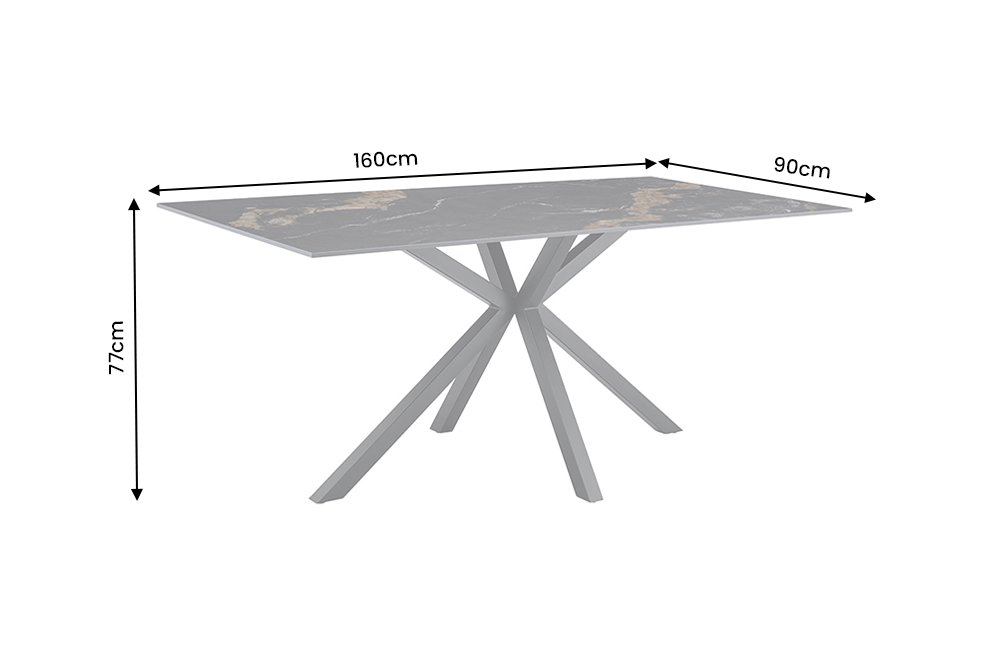 Dining table GALAXIE 160cm w/ star frame aurora oro ceramic black gold sand