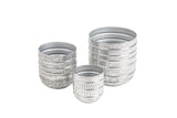 Pflanzkübel ORIENT 15-24cm mit Hammerschlageffekt silber