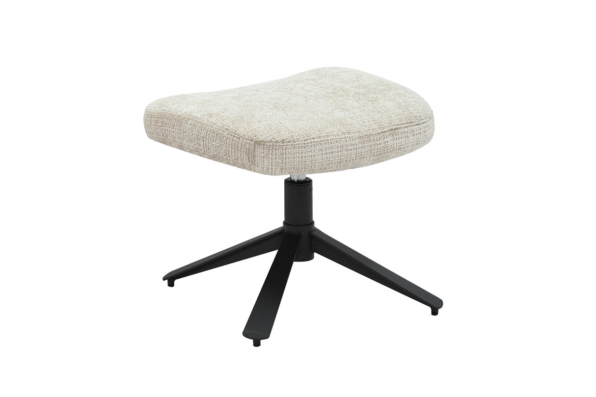 Stool CLOUD 45cm rotatable textured fabric champagne beige w/ black metal frame