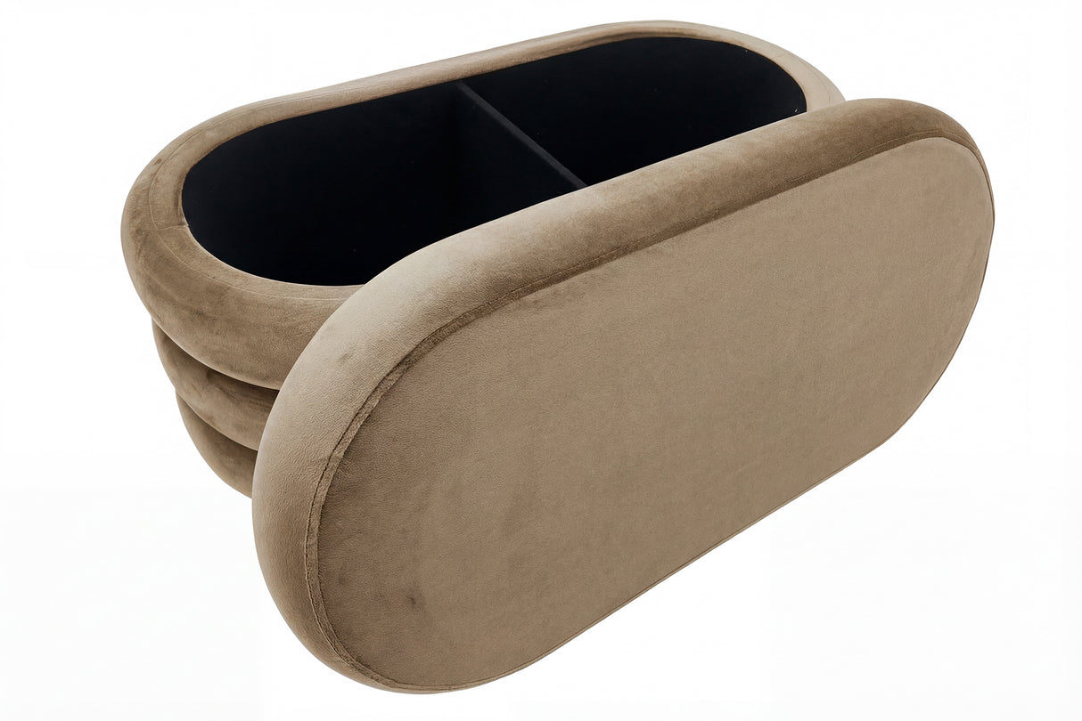 Polsterbank VOGUE 85cm oval mit Stauraum Samt Champagner