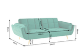 Sofa bed BOUTIQUE 215cm 3-seater velvet emerald green
