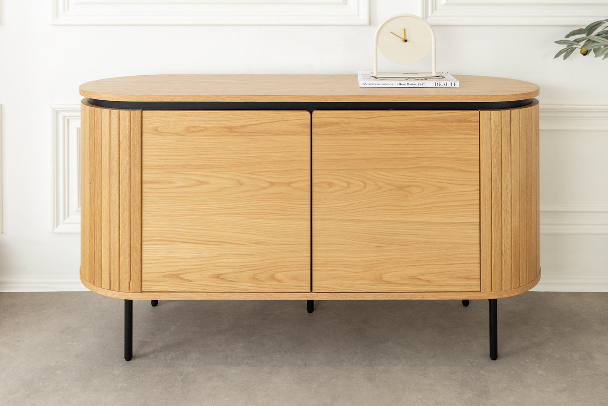 Sideboard ATELIER 120cm in natürlicher Eichenholzoptik mit schwarzen Beinen