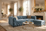 Hocker MODERN BAROCK 95cm Samt petrol