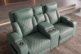 Cinema armchair HOLLYWOOD 2-seater electrically adjustable artificial leather sage