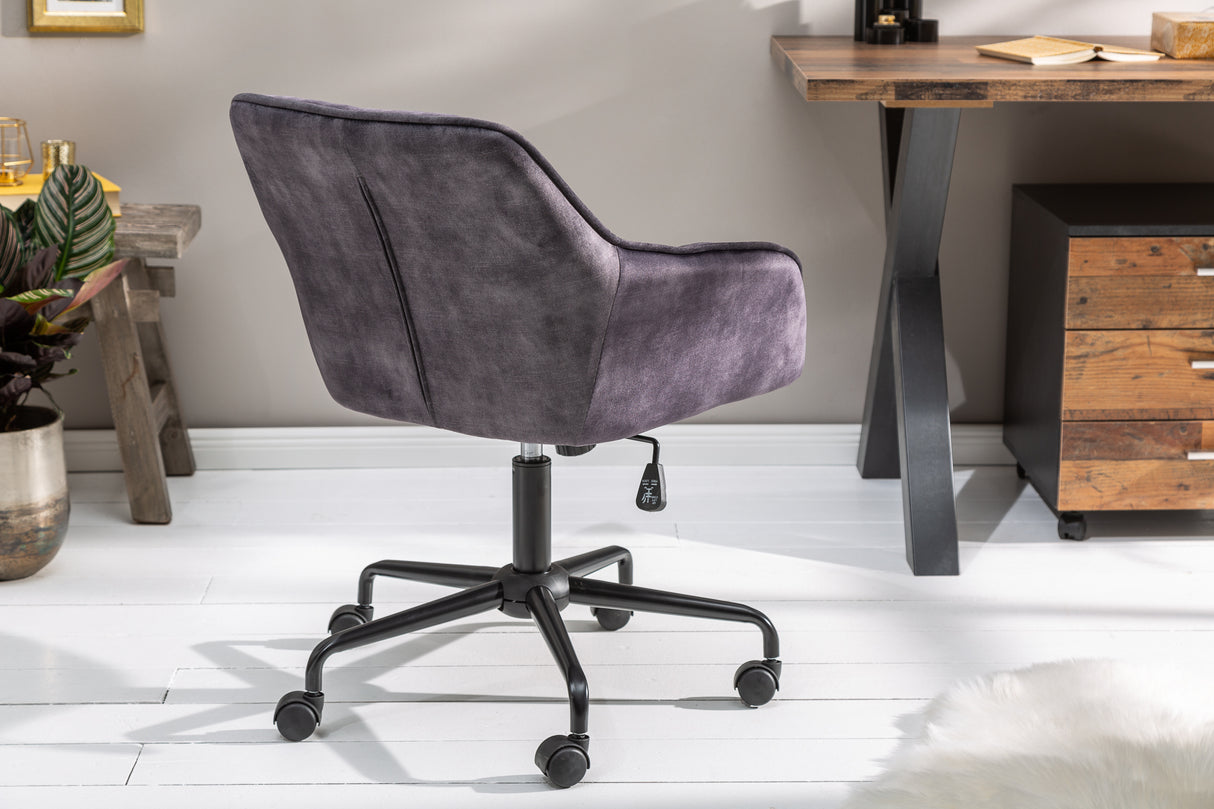 Office chair TURIN 47-56cm with armrests velvet dark grey