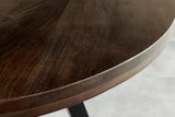 Esstisch IRON CRAFT Ø 120 cm rund, Mangoholz, taupebraun mit schwarzen Beinen