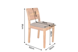 Chair MAKASSAR 80cm sheesham wood brown stone finish microfibre brown