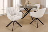 Swivel chair PAPILLON rotatable 180° with armrests bouclé white