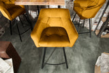 Bar chair LOFT with armrests velvet mustard yellow