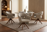 Swivel chair ORGANIKO 180° auto-return w/ armrests textured fabric taupe beige brown