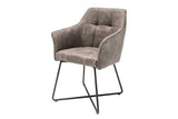 Chair LOFT with armrests textured fabric vintage taupe