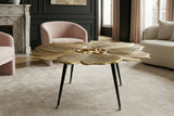 Couchtisch GINKGO LEAVES 95cm gold mit schwarzen Beinen