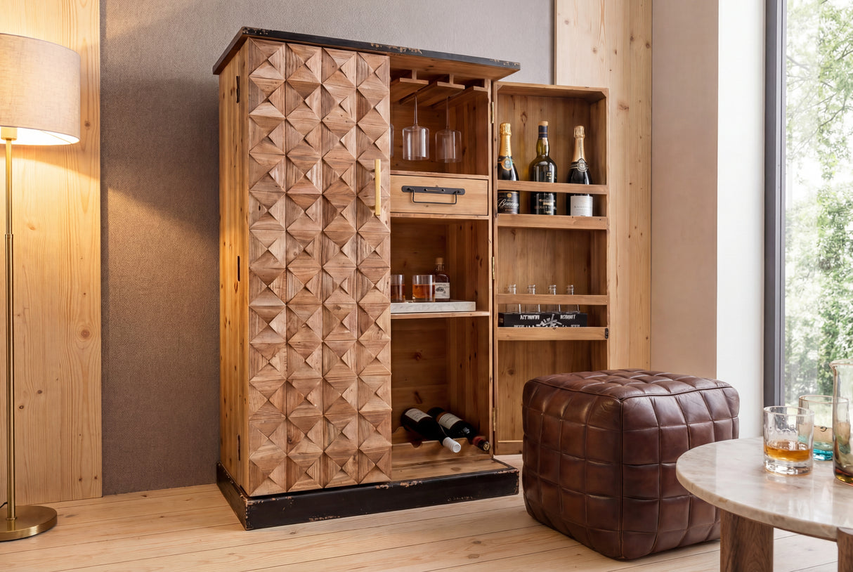 Barschrank BODEGA 120cm Kiefer Naturholz