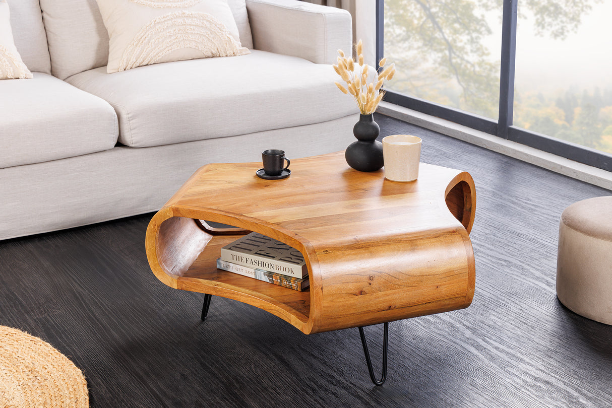 Coffee table ORGANIC LIVING 90cm acacia wood brown honey finish