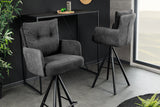Barhocker BIG GEORGE mit Armlehnen Flachgewebe Samt anthrazit drehbar