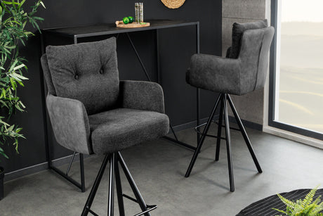Barhocker BIG GEORGE mit Armlehnen Flachgewebe Samt anthrazit drehbar