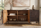 Sideboard TRIBAL 180cm 3D Antik-Look Mangoholz dunkelbraun