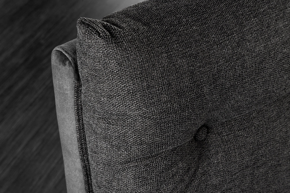 Bench BIG GEORGE 160cm flat woven fabric spring core velvet anthracite