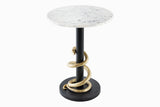 Side table WILDLIFE SNAKE 50cm gold black white marble