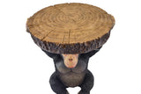 Side table MONKEY 50cm handmade monkey sculpture grey black