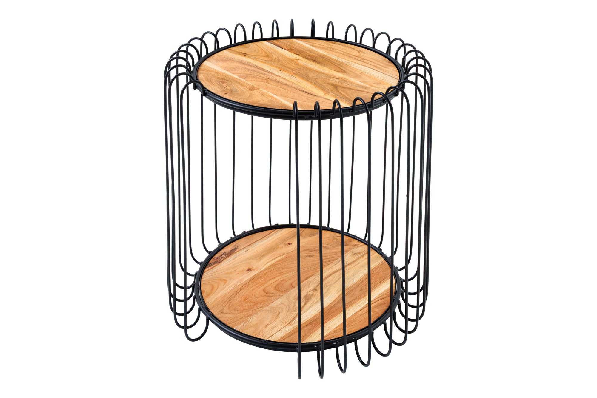 Living - Masă laterală TRUE ELEMENTS cadru negru 50cm,lemn de salcâm, natural