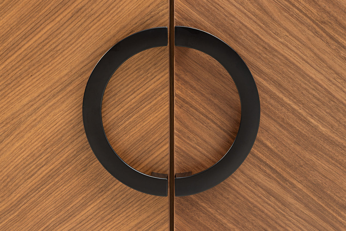 Sideboard GRANDEZZA 180cm walnut wood look w/ black metal frame