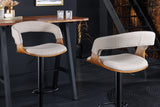 Bar stool MANHATTAN 64-85cm rotatable textured fabric beige and ash wood